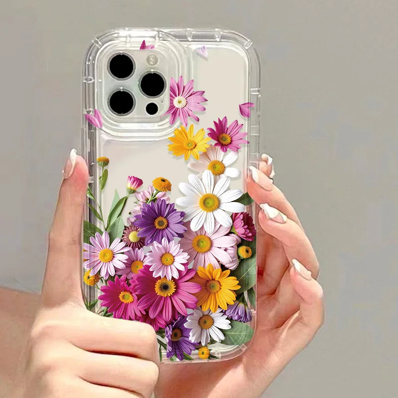 Flower Phone Case For iPhone 17 Case For iPhone 11 13 14 12 15 16 Pro 17 Pro Max 17 Air 16E 8 7 Plus XR SE 3 2 Soft Clear Cover