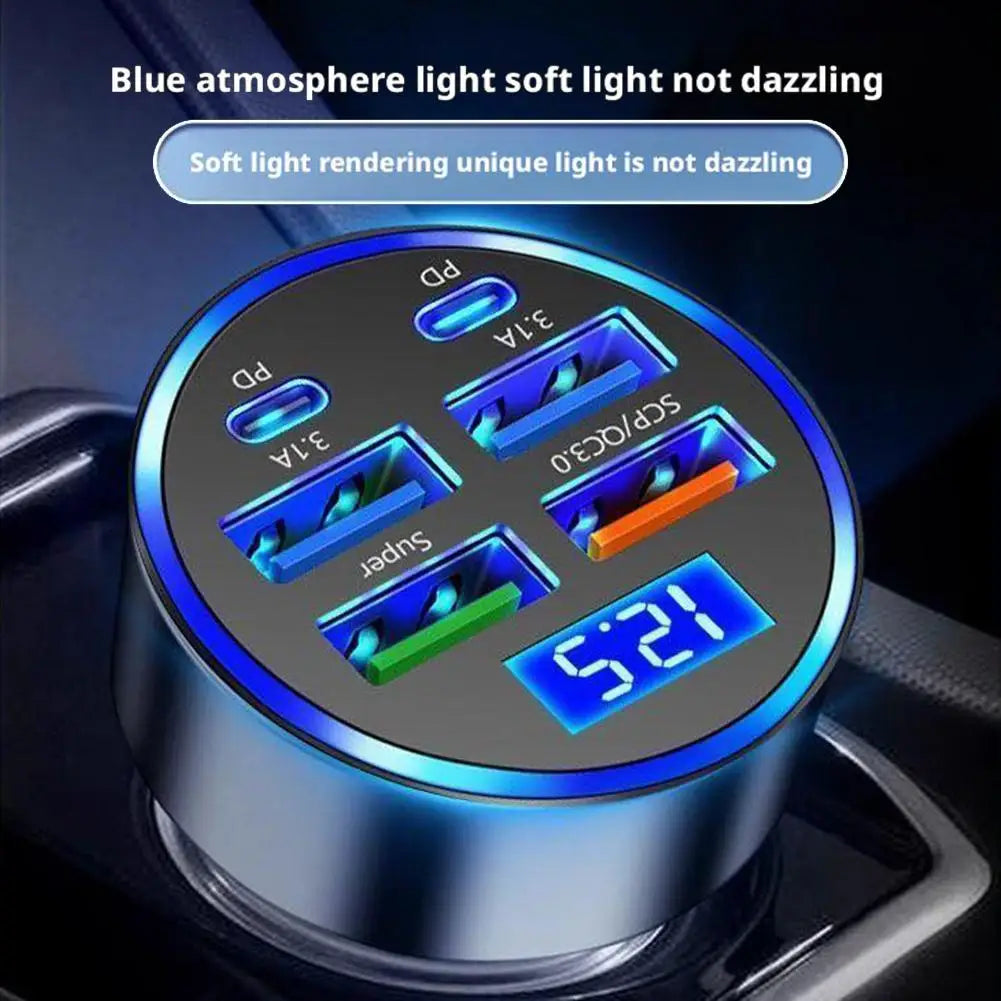 Fast Charging Car Phone Charger Adapter 4 Ports USB Car Charger Type C PD Quick Charge 3.0 Car Charger