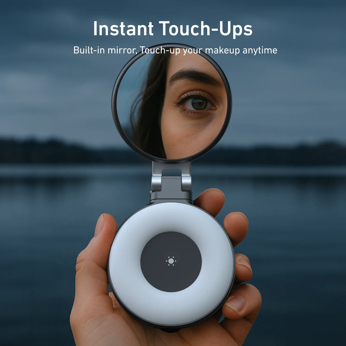 TELESIN Magnetic Fill Light Mini SSelfie Ring Fill Light 3 Modes with Mirror Light Universal for Smartphone Iphone Android