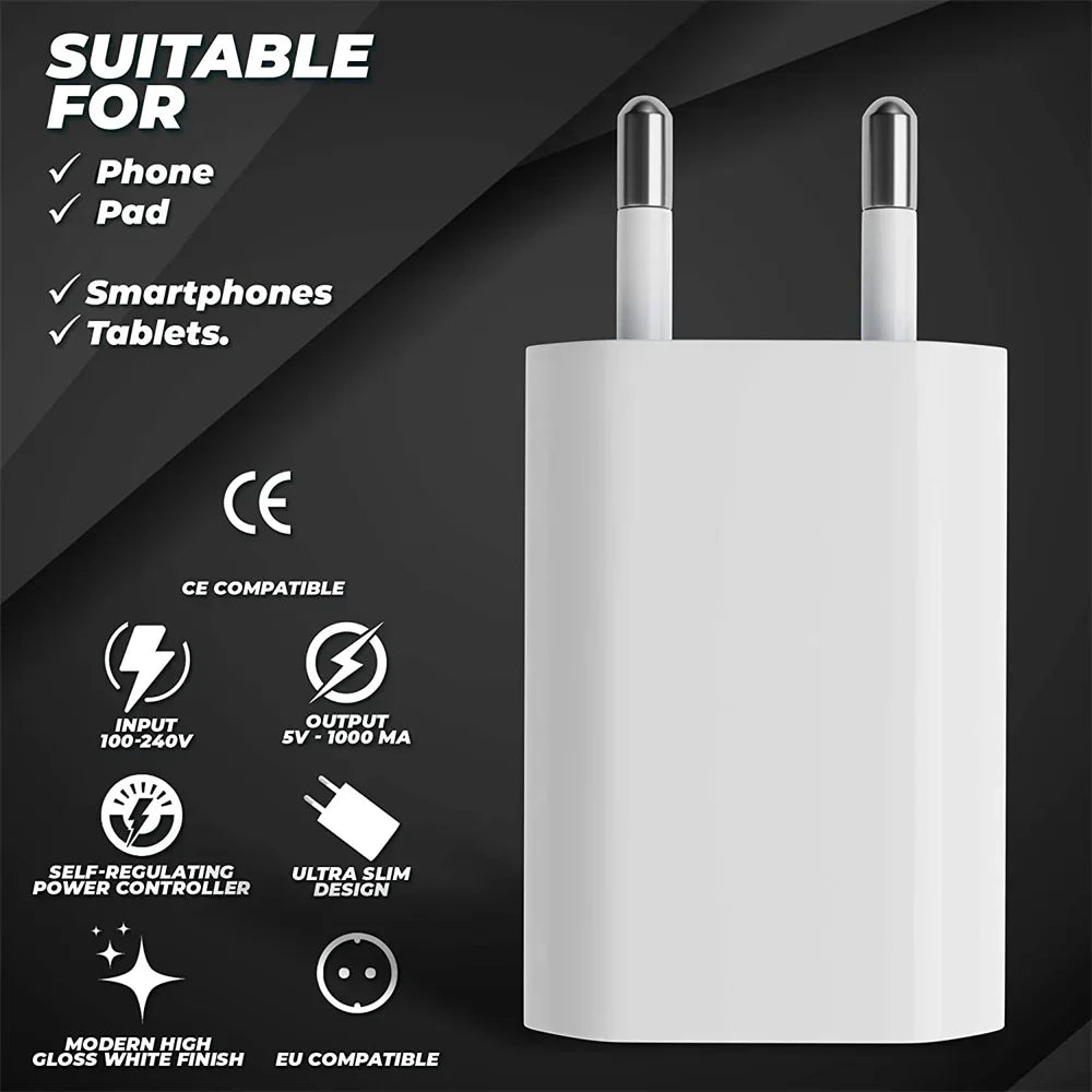 5V 1A USB Charger Fast Charging Mobile Phone Travel Wall Charger For iPhone Samsung Xiaomi Huawei Portable QC3.0 EU Plug Charger