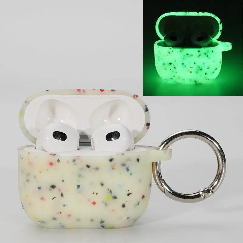 Luminous Silicone Soft Headphone Case with Keychain Compatible with AirPods 3/2/1 pro 2 AirPods Pro2 Third-party Protective Cove
