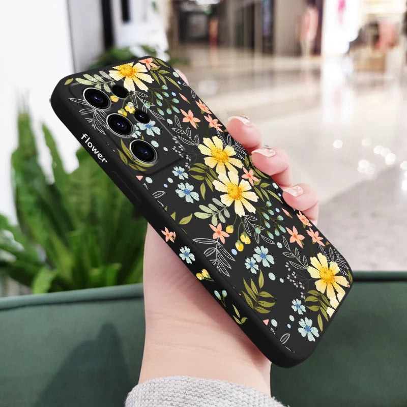 Kiss Flowers Phone Case For Samsung Galaxy S25 S24 S23 S22 S21 S20 S10 S10E S9 Ultra Plus FE Note 20 Ultra 10 9 Plus Cover