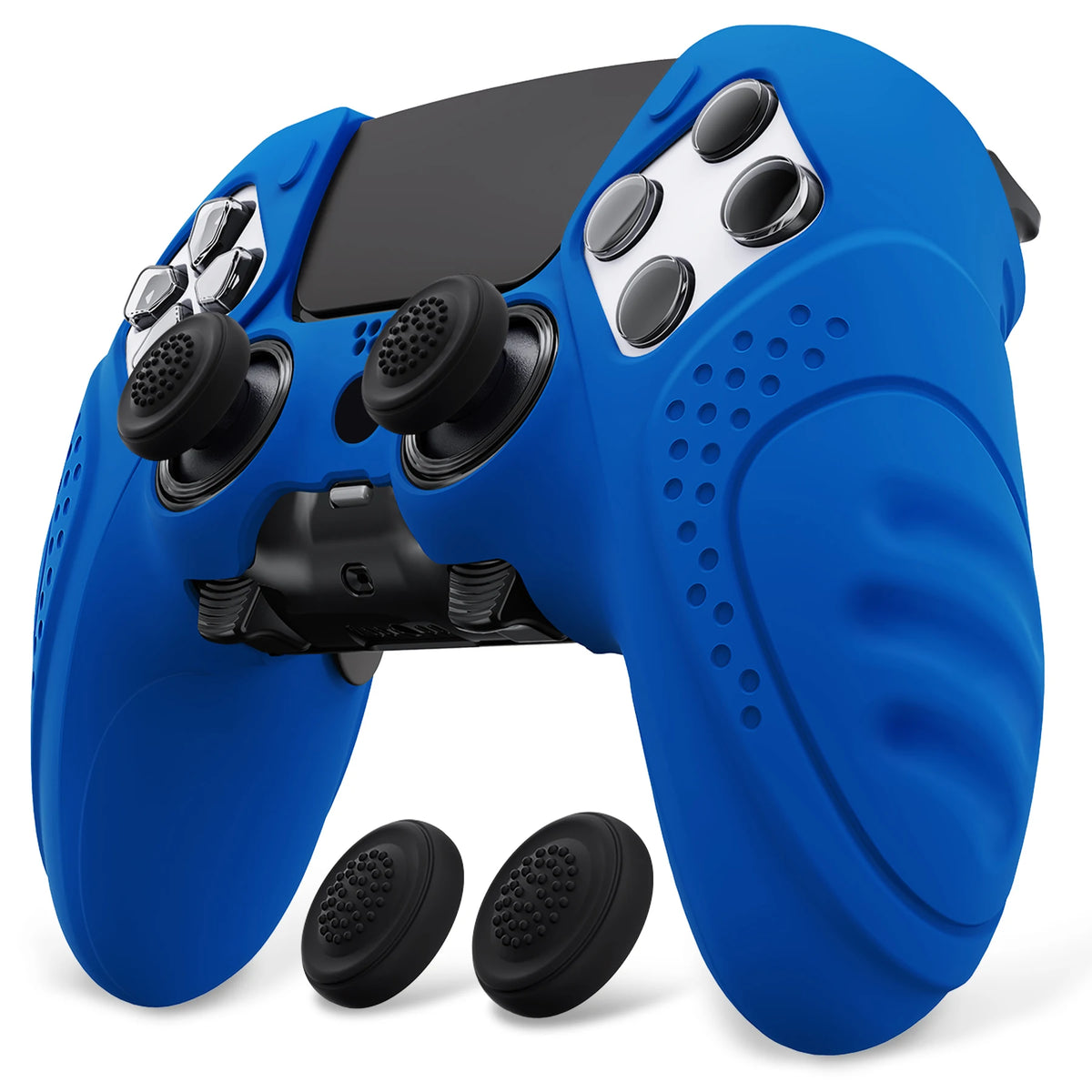 PlayVital Anti-Slip Silicone Cover for PS5 Edge Controller, Rubber Protector Case with Thumb Grip Caps - Guardian Edition Series