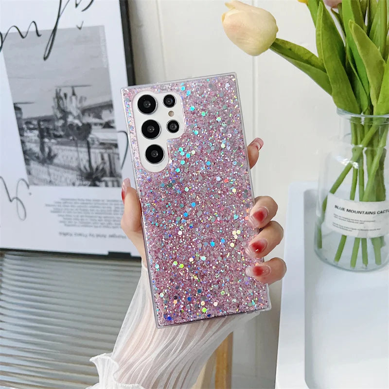 Shining Sequins Cases For Samsung Galaxy S25 S24 S23 S22 S21 S20 FE Plus Note 20 Ultra A13 A33 A53 A73 A22 A32 A42 A52 A72 Cover