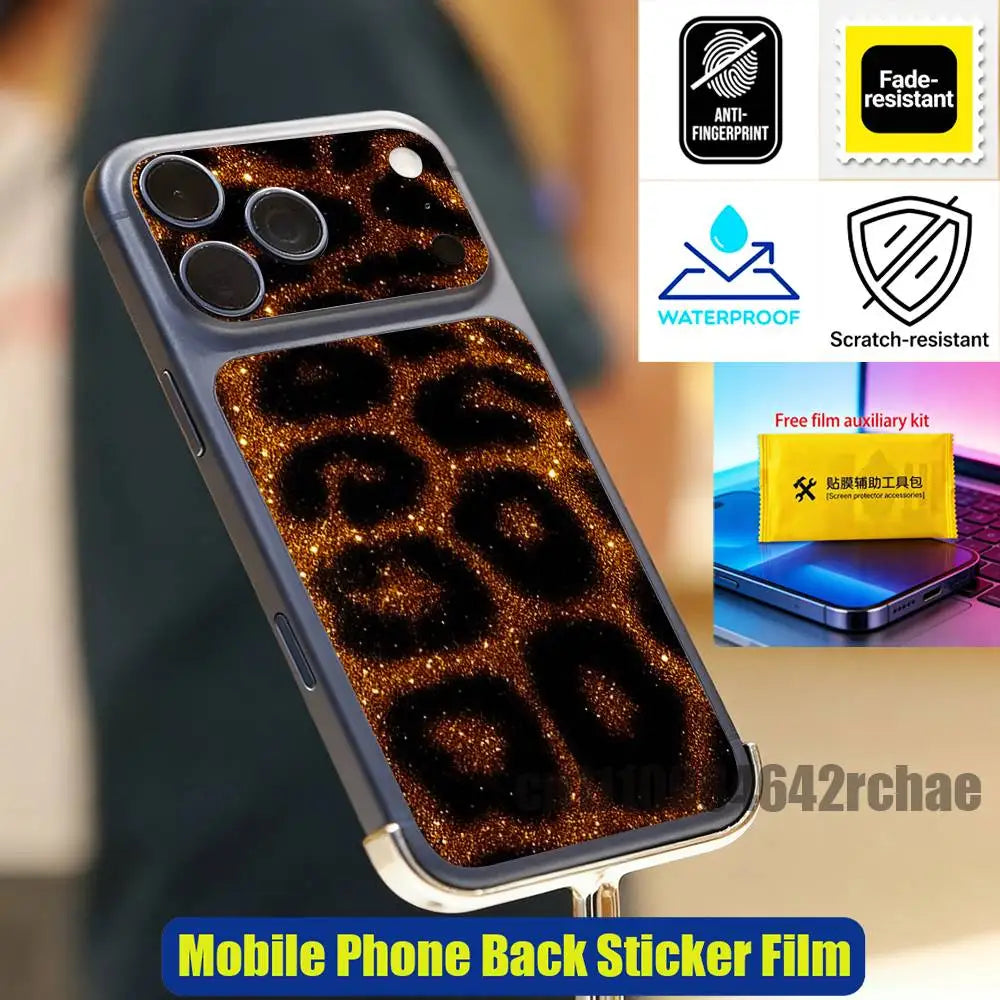 For Leopard print wallpaper Phone Back Film Sticker iPhone 17 Pro Max P PM Decal Skin Wrap Custom Stickers Cover