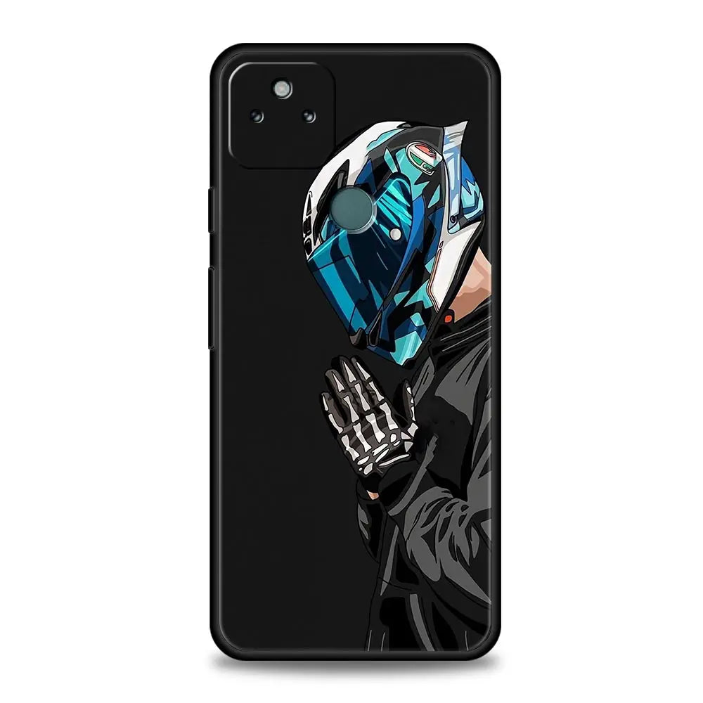 Phone Case Cover for Google Pixel 10 9 8 7 6 9A 8A 7A 6A Pro Shockproof Soft TPU 10 9 Pro XL Shell Capas Motorcycle Rider Fundas