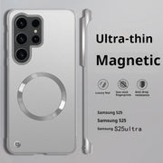 Thin Metallic Paint PC For Magsafe Magnetic Case For Samsung S26 S25 Edge S24 S23 S22 Plus Ultra S24FE A56 A55 Borderless Cover