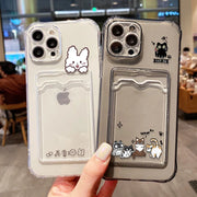 Card Slot Holder Phone Case For iPhone 13 17 15 16 11 12 14 Pro Max 16e Air XR XS X 7 8 Plus SE Soft Photo Pocket Wallet Cover