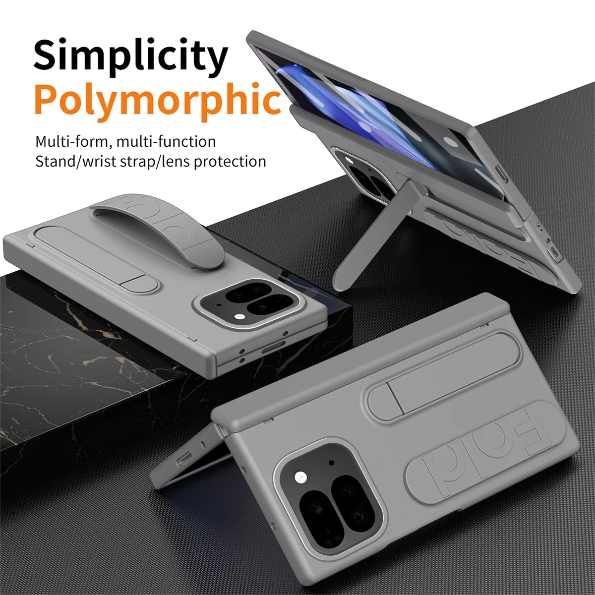 For Google Pixel 10 9 Pro Case Skin Friendly Folding Hinge with Elastic Wrist Band Screen Tempered Film Cover Pixel Fold 2 Stand
