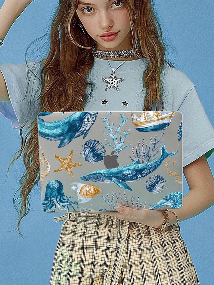 Marine Life Laptop Case For Macbook Air 13 2025 Case M2 M3 M4 Chip MEO A304 Cover for Air 15 M4 2025 A3241 M3 M2 15.3 Case