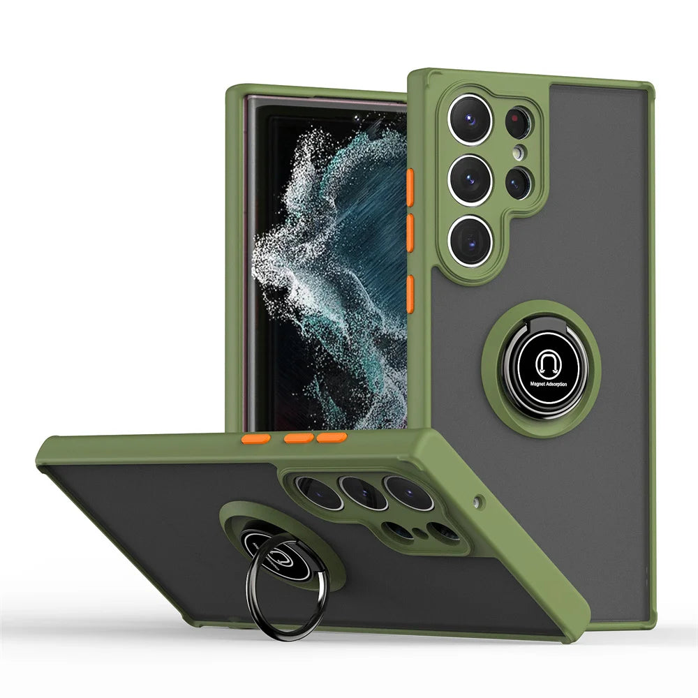 Shockproof Armor Matte Case For Samsung Galaxy S24 S23 S22 S21 S20 Ultra FE Note 20 Ultra 5G A32 A52 A72 S10 Plus Magnetic Holde