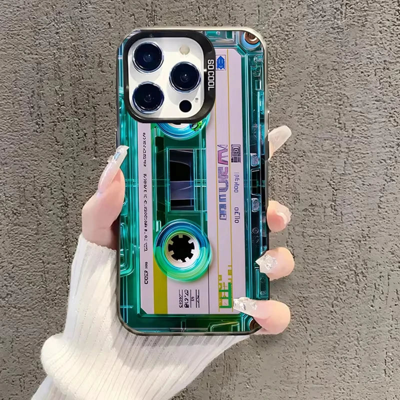 Retro Cassette Tape Electroplate Phone Case For Samsung Galaxy S26 S23 S24 S25 Ultra S22 S21 S20 Plus FE A35 A54 A55 5G Cover