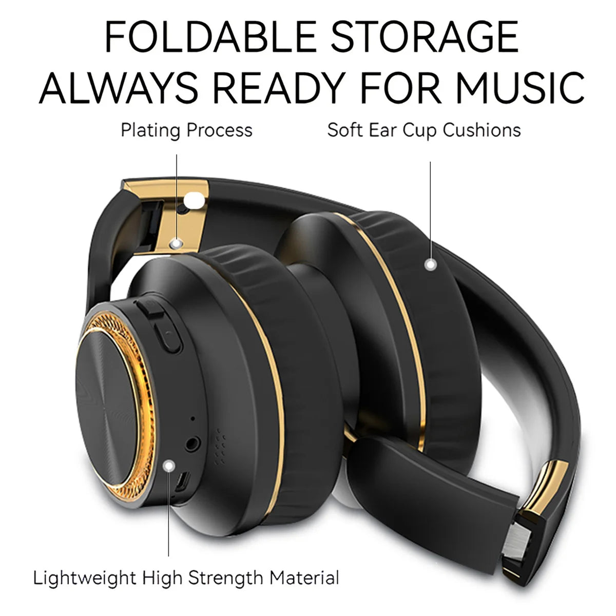 Wireless Bluetooth Over Ear Headphones Foldable Stereo with 40mm Driver for HiFi Sound Quality and Heavy Bass Built in Microphone Ideal for Gaming PC and Phone Long Battery Life Stable Wireless Connection