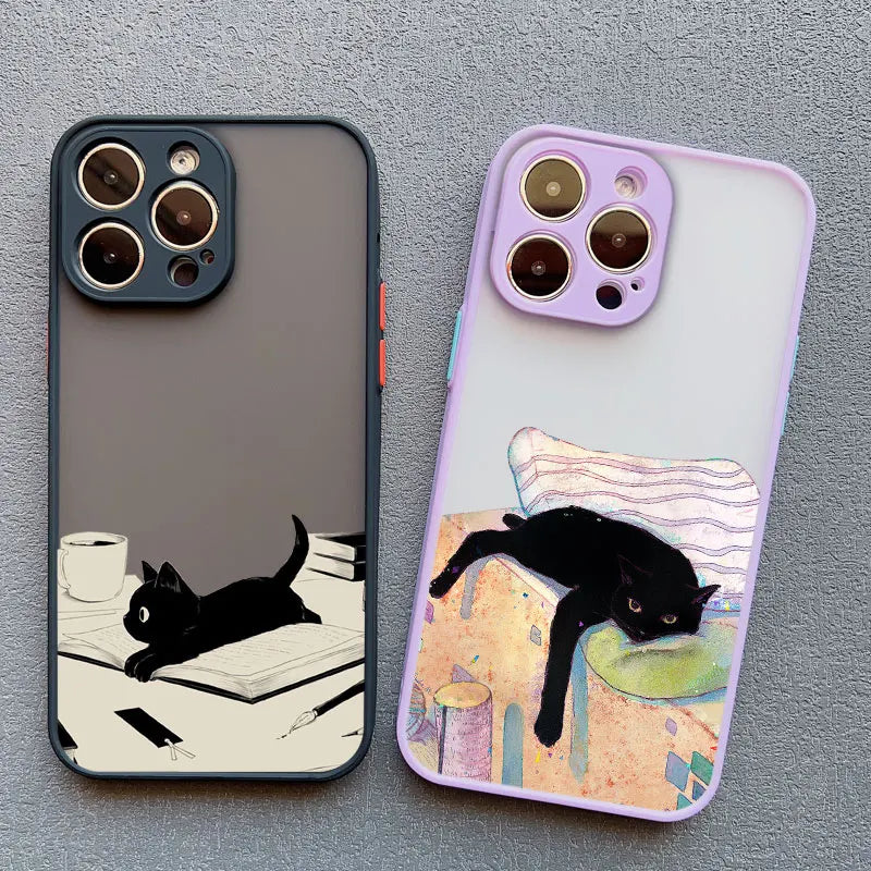 Funny Cat Daily Life Phone Case For iPhone 16 17 pro max Cases 11 12 14 Pro Max Mini 13 15 Plus XR Shockproof  Back Covers