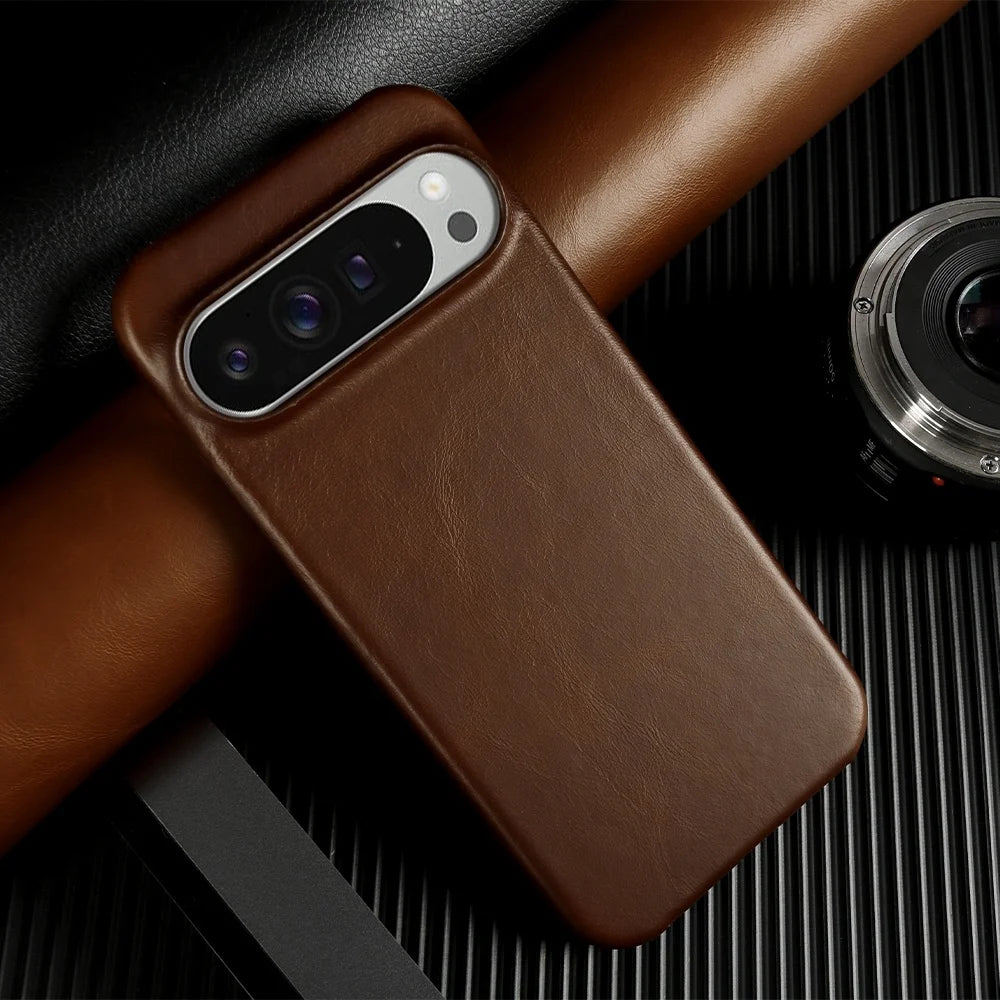 Vintag Oil Wax Magnetic Genuine Leather Case For Google Pixel 10 Pro XL 9 8Pro 6A 7Pro Aesthetic Phone Cover Back Coque Carcasa