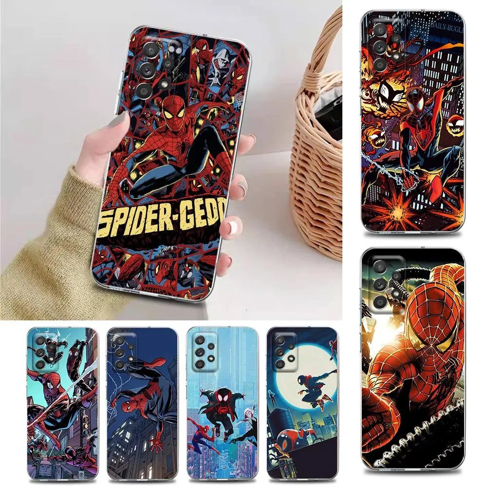 Spider Man Case For Samsung Galaxy A57 A37 A17 A07 A56 A36 A26 A16 A06 A55 A35 A25 A15 A54 A34 A73 Spiderman Clear Phone Cover