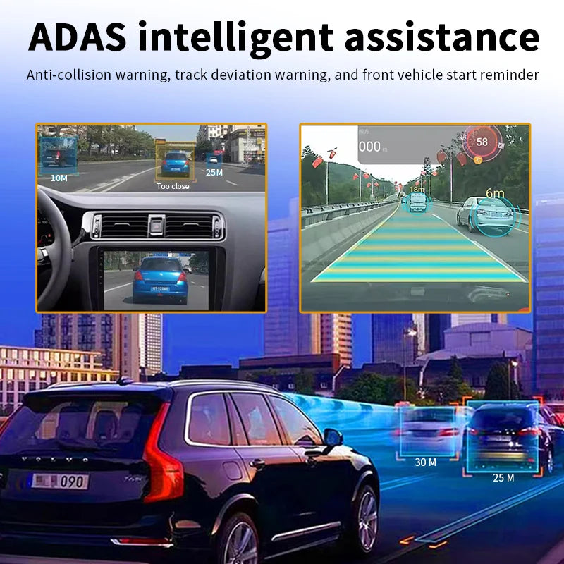 ADAS USB Car DVR Dash Cam 1080P HD for Android Navigation 170° Wide Angle ADAS Intelligent Assistance Driving Recorder