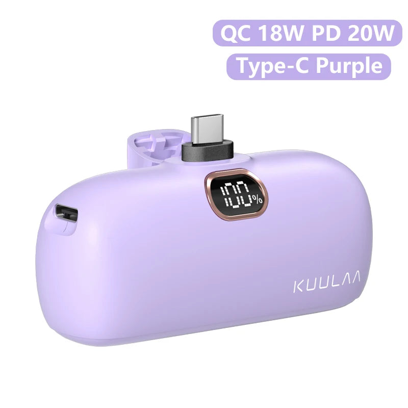 KUULAA Mini Power Bank 5000mAh PowerBank QC PD Fast Charging For iPhone 15 14 13 Batterie Externe Portable Charger For Xiaomi Mi