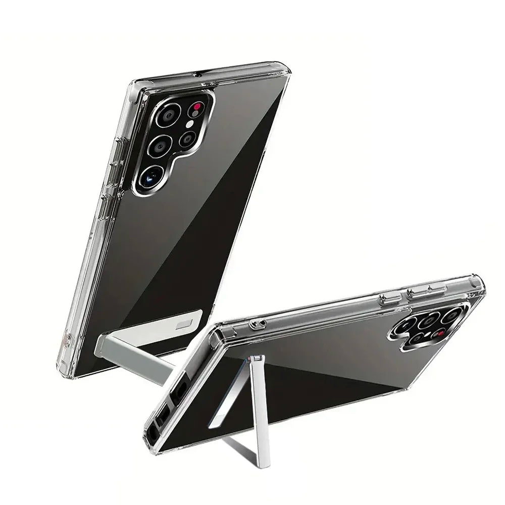 Clear Mobile Phone Case for Samsung Galaxy S26 S24 S25 S23 22 Ultra FE Plus with Kickstand Transparent Stand Cases Back Cover