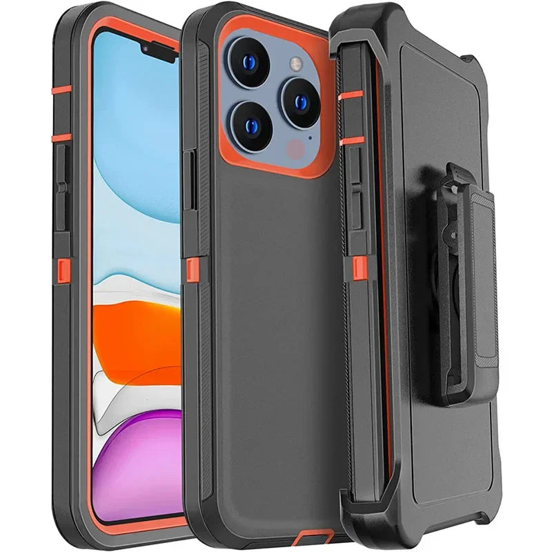 Rugged Armor OTT Defender Phone Case For IPhone 17Air 16E 15 14Plus 13 12 Pro Max Shockproof Protection Cover With Belt Clip Box