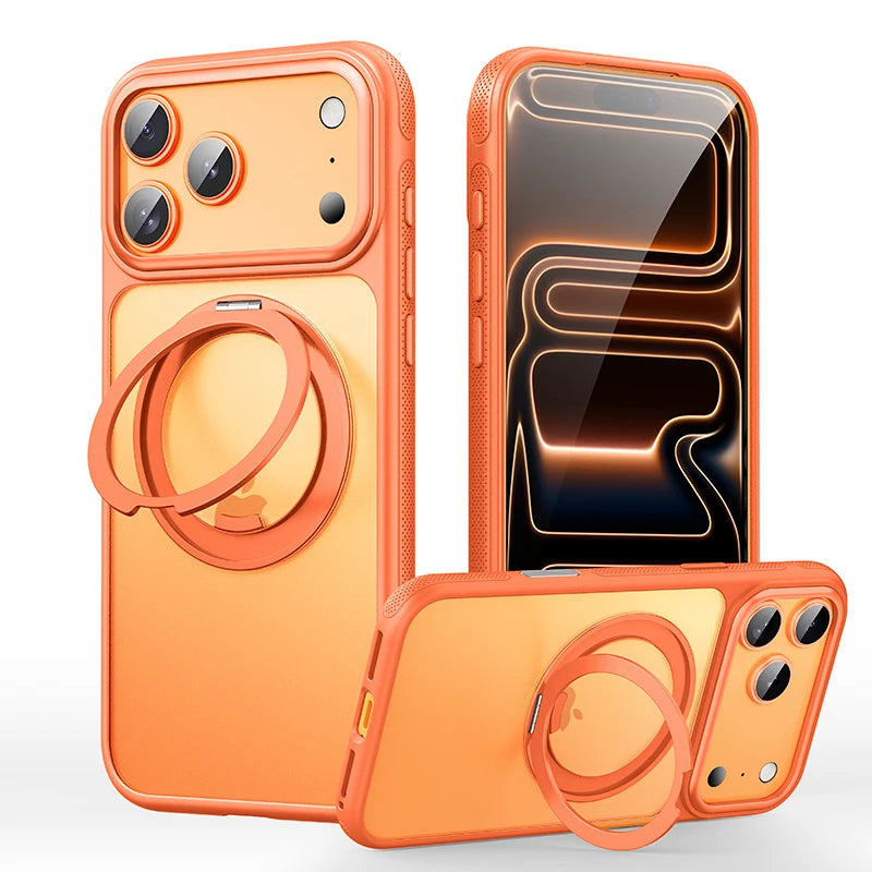 360° Mechanical Torque-Sound Rotating Stand Holder Magnetic Magsafe Phone Case For iPhone 16 15 14 13 17 Pro Max Plus 17Air 16E
