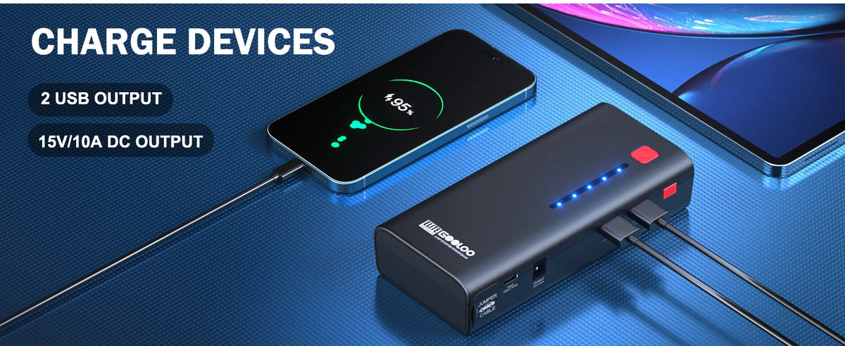GOOLOO 12V Automotive Car Starting Device 48.84Wh Powerbank External Battery Booster 2000A Super Capacity Motorcycle Jump Start
