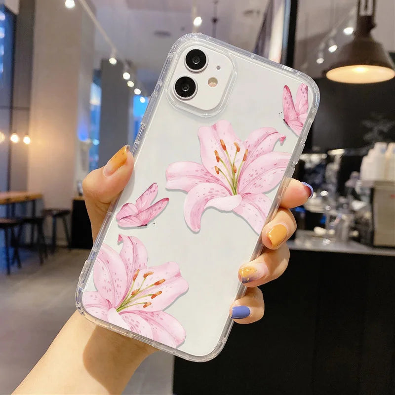 Fashion Blue Flower Florals Phone Case For Samsung S25 Ultra Case Samsung S24 S23 S22 Ultra S 25 Plus S20 S21 S23 FE Cases Cover
