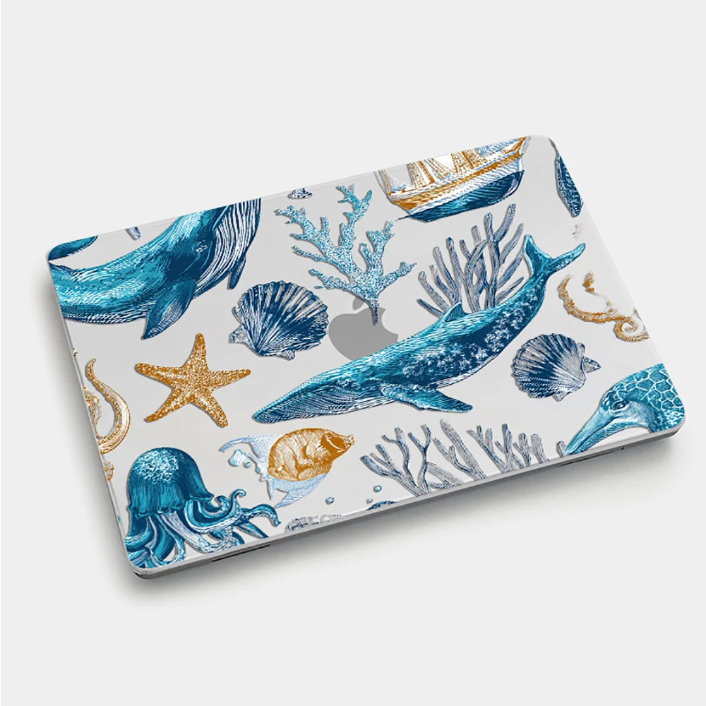 Marine Life Laptop Case For Macbook Air 13 2025 Case M2 M3 M4 Chip MEO A304 Cover for Air 15 M4 2025 A3241 M3 M2 15.3 Case