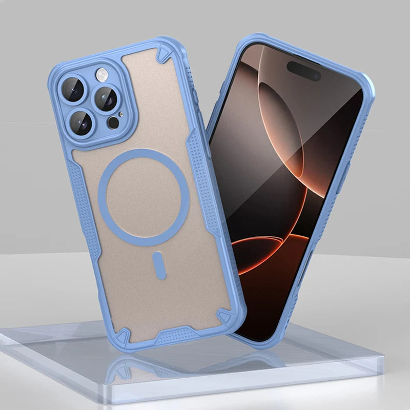 For iPhone 16 Plus Magsafe Wireless Charging Apple 15 Plus Case 15 Pro Translucent iPhone 16 Pro Max Anti-fall Case