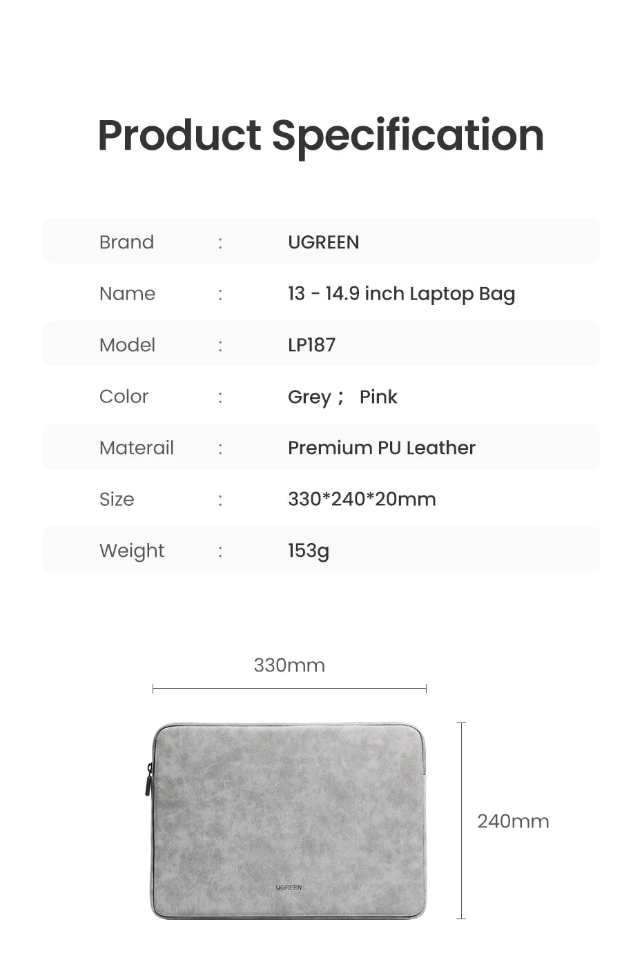 UGREEN Laptop Bag For Macbook Pro Air 13.9 14.9 Inch Sleeve Case For HP Lenovo iPad Waterproof Notebook Cover Carry Bag