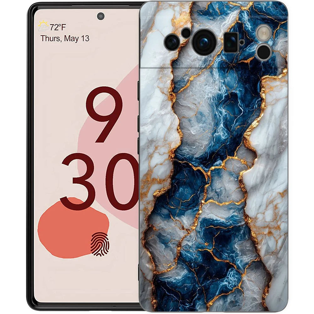Marble Stone Phone Case For Google Pixel 10A 10 9 8 7 6 Pro XL 9A 8A 6A 7A 5G Soft Shockproof TPU Black Cover