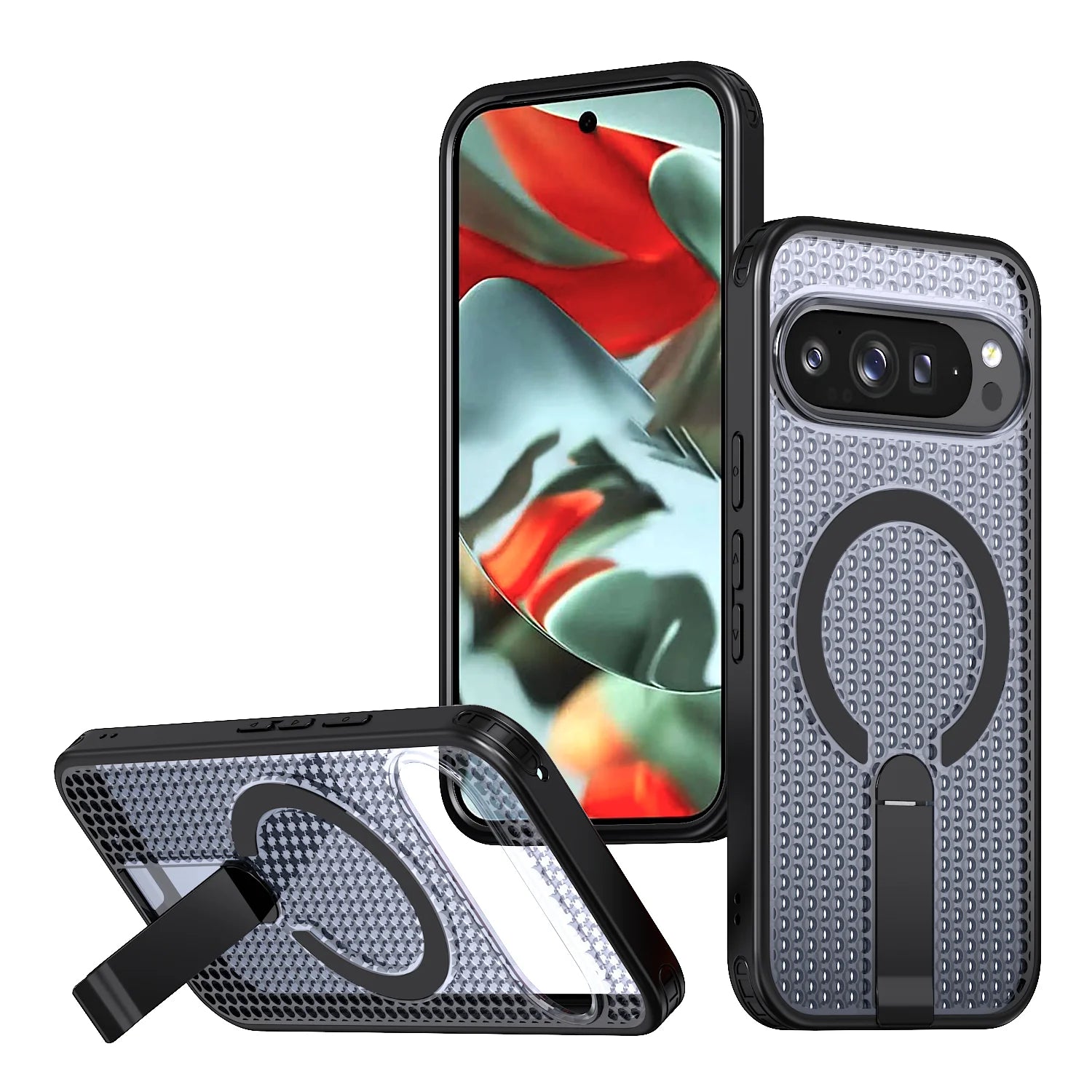 For Google Pixel 9a Case Pixel 10A 10 Pro 9 Pro XL Phone Case Luxury Magnetic Bracket Heat Dissipation Rugged Tough Cover Fundas