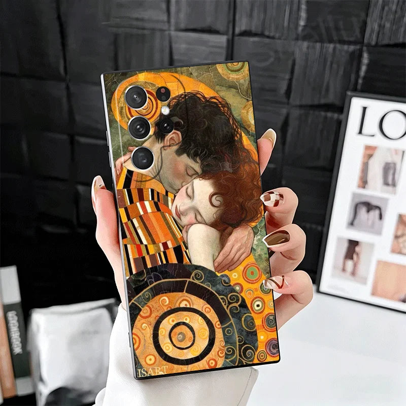 Kiss By Gustav Klimt Art Soft Phone Case for Samsung Galaxy S26 S25 Edge S24 Ultra S23 Plus S22 S21 FE S20 Black Cover Back Shel