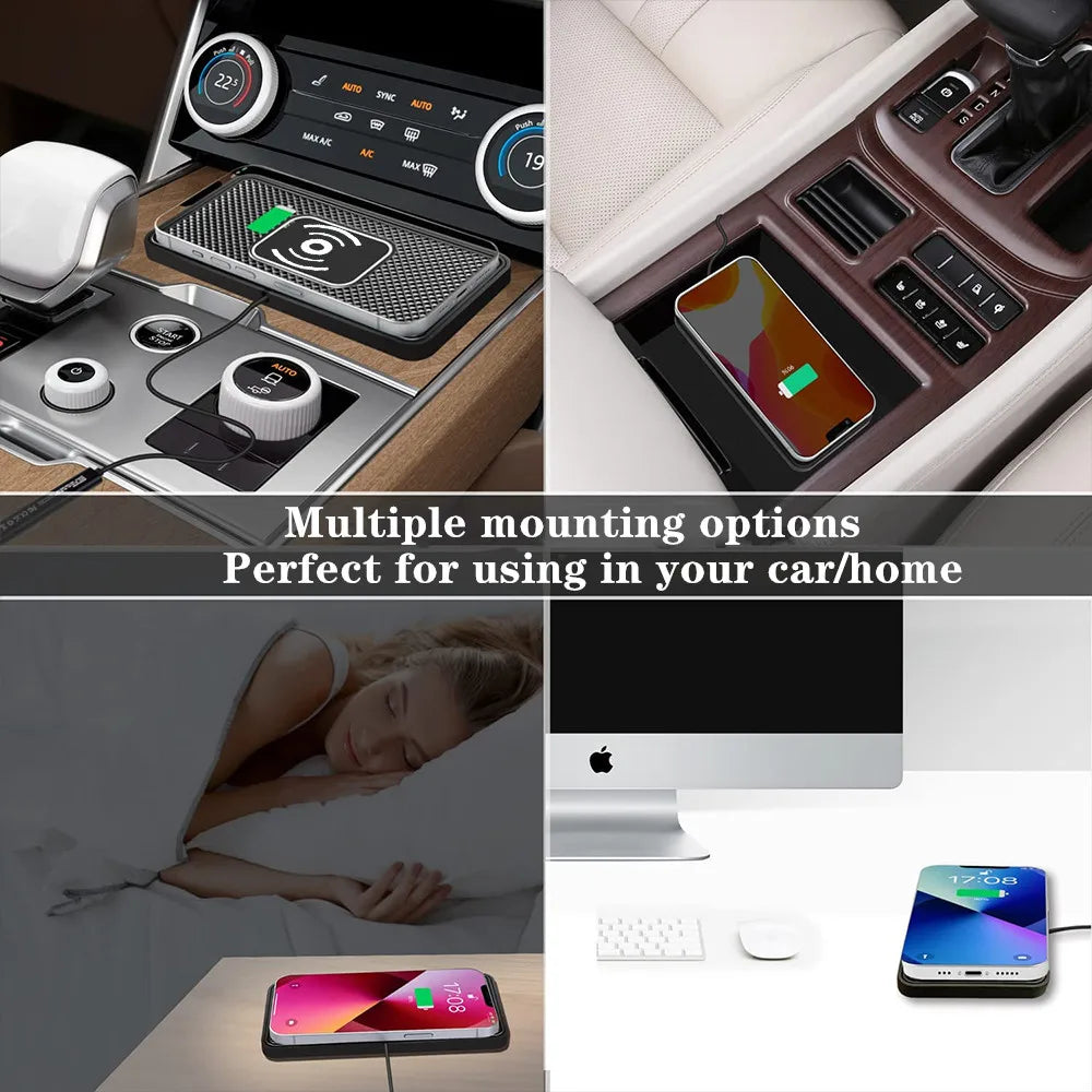Car Wireless Charger Silicone Non Slip Pad for iPhone 15 14 13 12 Samsung Car Wireless Phone Chargers Fast Charging Station