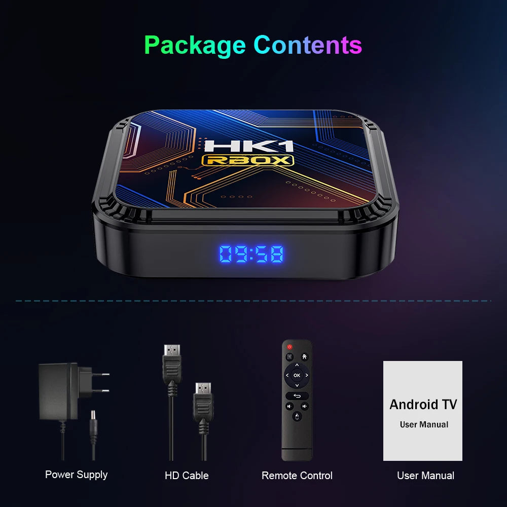 Android 13.0 RK3528 Quad Core 8K HDR 100M LAN Dual Wifi 2.4G 5G BT4.0 Game Stick Media Player Smart TV Box HK1 RBOX K8S