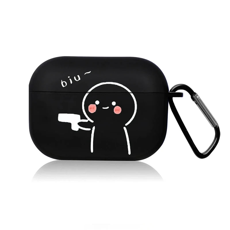 Creative Line Cute Black Earphone Case for AirPods Pro 3/Pro 2 /Pro/4 /3 /1or2 Headset Protective Cover Cute Cartoon Simple Case