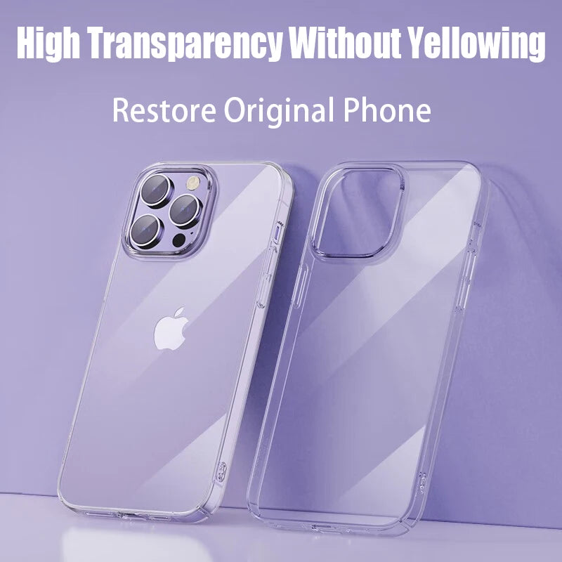 Transparent Phone Case For iPhone 12 13 14 15 16 17 Pro Max Soft TPU Silicone For iPhone XS Max XR 8 7Plus Back Cover Clear Case