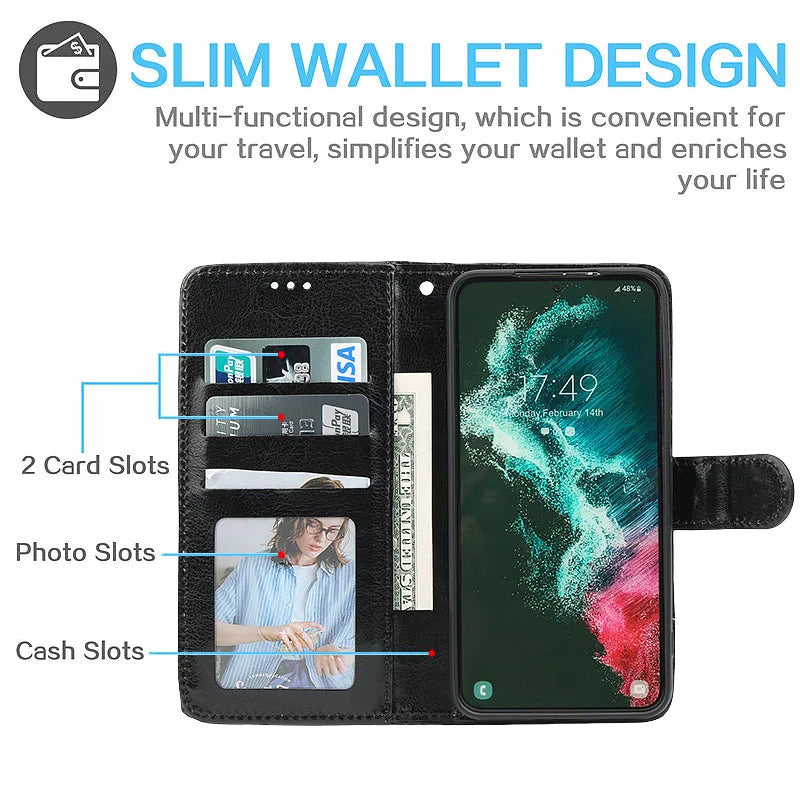 Leather Case For Samsung Galaxy S25FE S25 Edge S25 Ultra S24 S23 S22 S21 S20 FE S10 S9 S8 S7 Funda Flip Wallet Cover Book Case