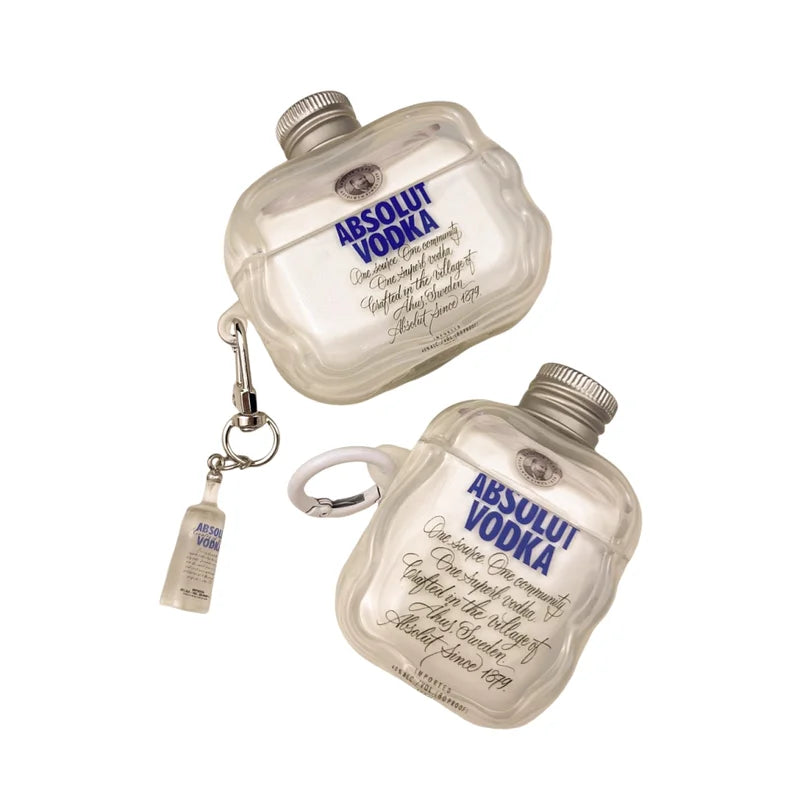 Absolut Vodka AirPods Case Clear  Bottle Shape With Mini Bottle Keychain For  AirPods Pro 2 Creative Ins Cover AirPods Pro3
