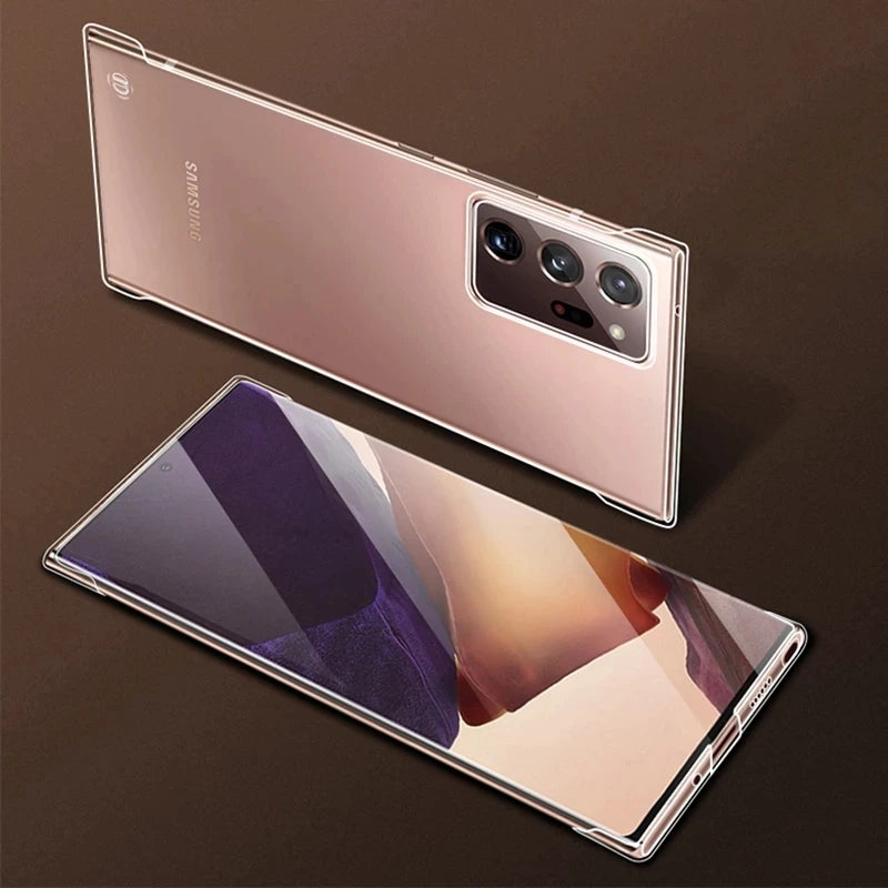 For Samsung Galaxy S22 S20 S21 S23 S24 FE S25 S26 Ultra S9 S10Plus Note 20 10 Plus 9 Borderless Transparent PC Hard Phone  Cover