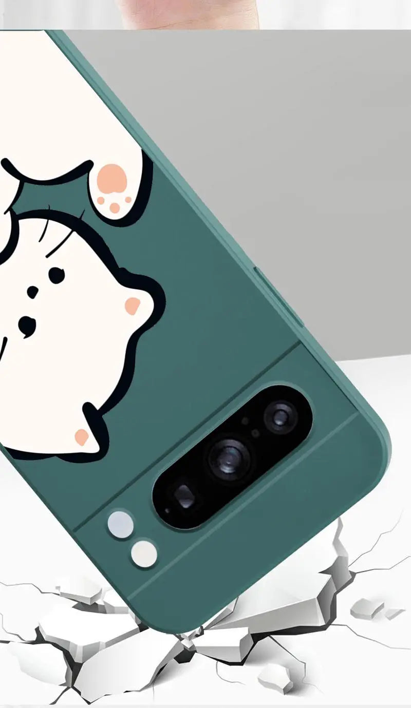 Pixel 8Pro Fluffy Kitten Bracelet Silicone Phone Case For Google Pixel 8Pro 3XL 3A 4 4A 8 8A 5 7 7A 9 9Pro 9ProXL 6A Cover
