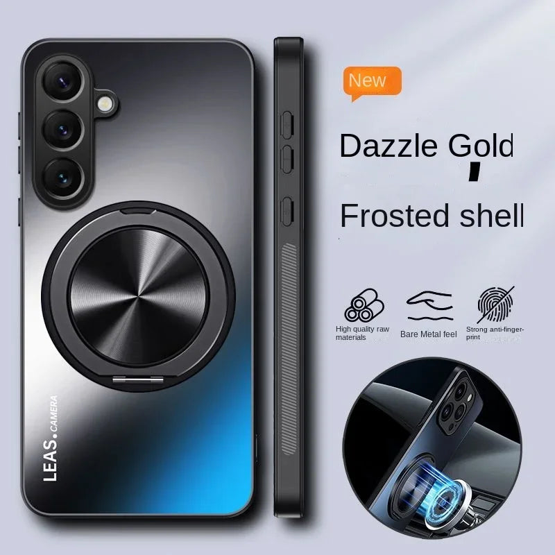 For Samsung Galaxy S25FE S25 S24Plus Case Hard Matte With Ring Magnetic Protective Back Cover Case For Samsung S24 S23 S22 Ultra