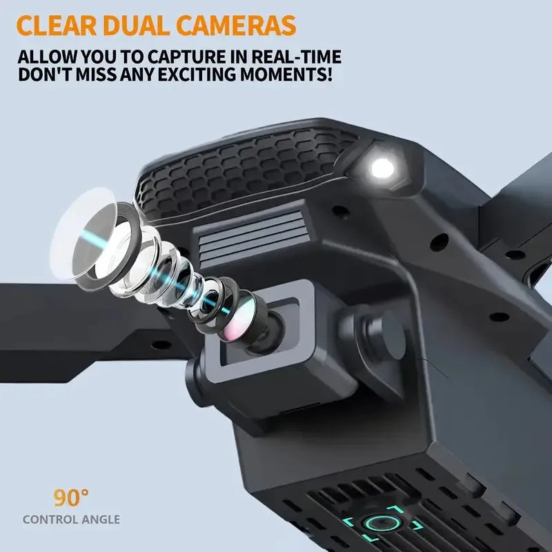 New E88 RC Drone 4K Professinal With 1080P Wide Angle Dual HD Camera,Foldable RC Helicopter WIFI FPV Height Hold Gifts Toys