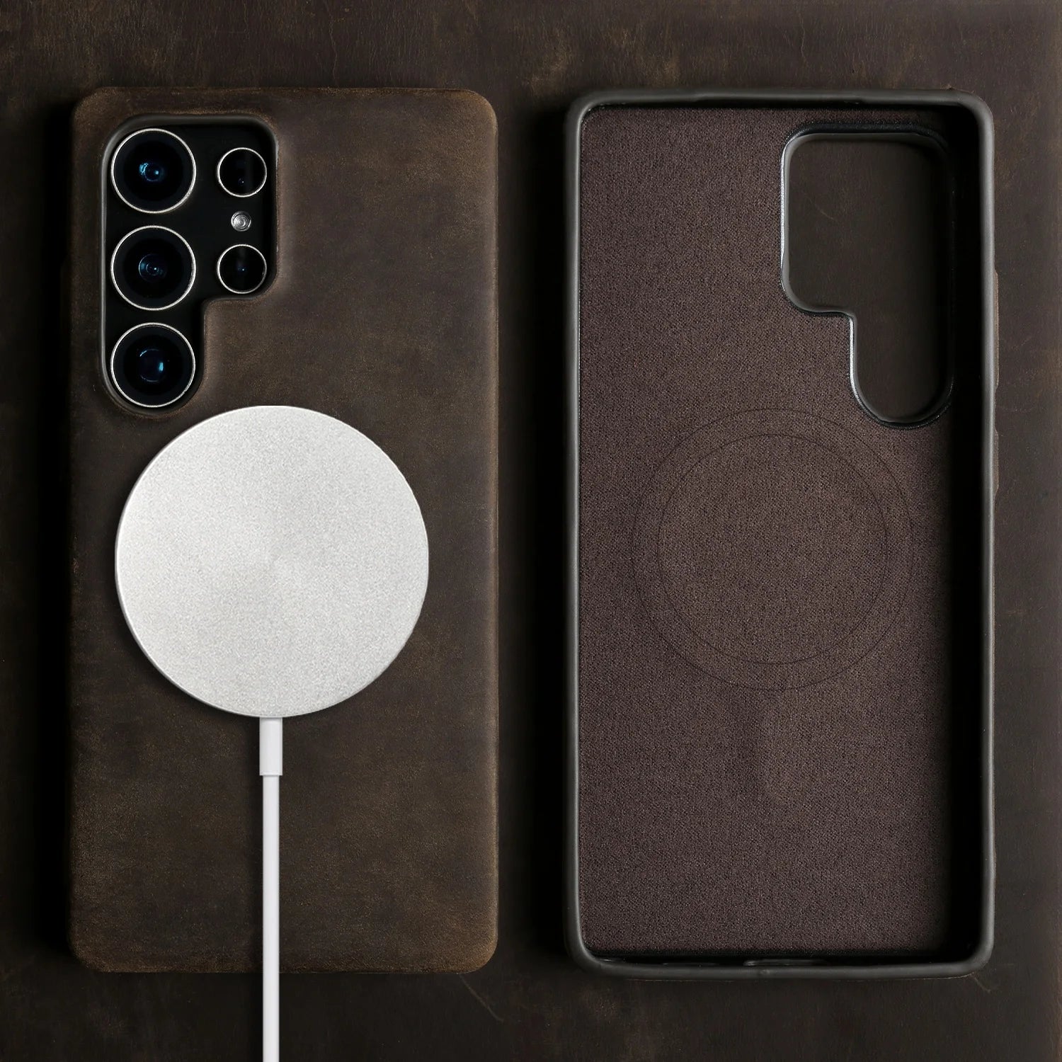 Vintage Genuine Leather Case for Samsung Galaxy S26 Ultra S25 S24 S23 S22 S21 S20 S25FE Magnetic PULL-UP Cowhide Phone Cover