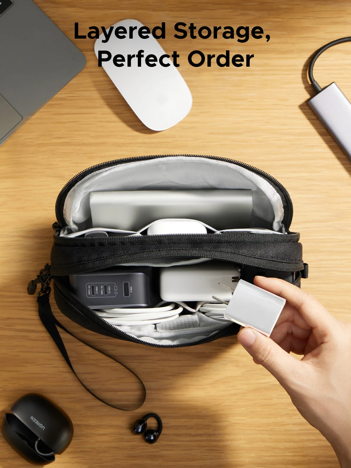 UGREEN Storage Bag Case Organizer Bag S/M Size for Laptop Power Adapter HUB Earphone Cable Charger PC Digital Laptop Accessories