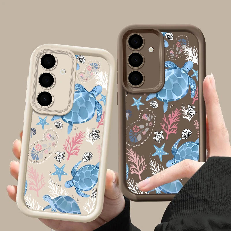 Sea Turtle Pattern TPU Case For Samsung Galaxy S26 S25 S23 Ultra S24 FE A57 A17 A56 A36 A26 A55 A16 A15 A35 A25 5G Phone Cover