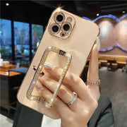 Glitter Diamond Bracket Phone Case for Samsung Galaxy S25 S24 Ultra Plus FE S23 S22 S21 S20 Note 20 10 Pro INS Korea Soft Cover