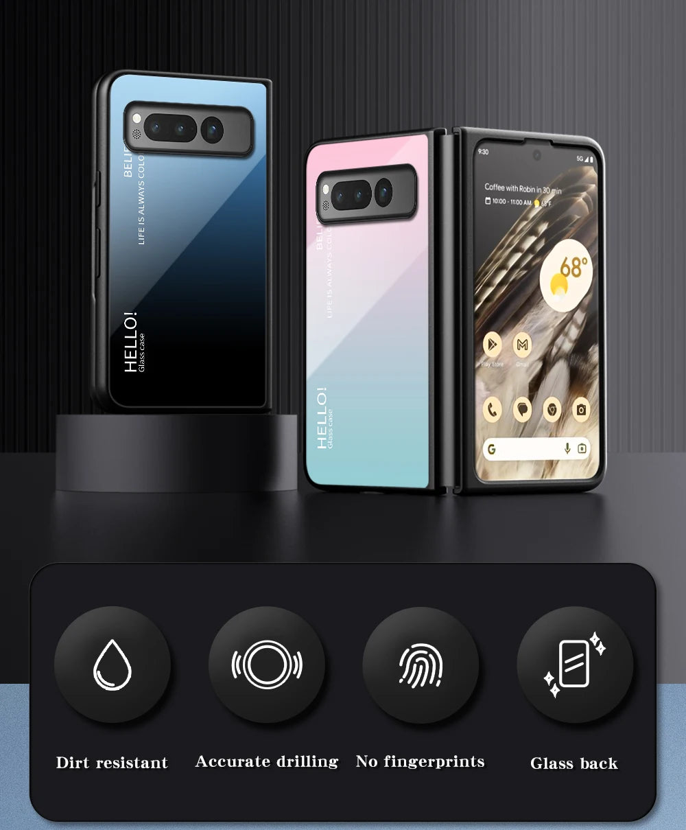 Google Pixel Fold gradient pattern glass phone case