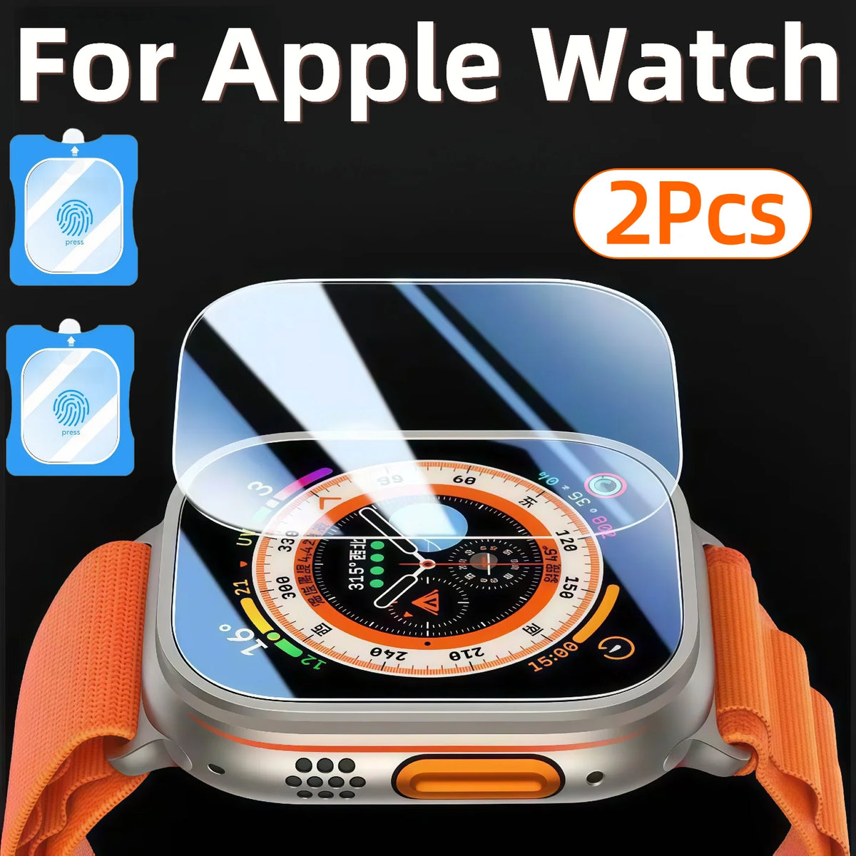 2Pcs 49mm For  Apple Watch Ultra 2/3 Tempered Glass Screen Protector Kit with Alignment Tool Easy Install Watch Case Accessories