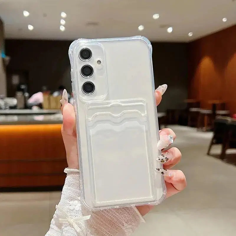 For Samsung Galaxy S23 S23FE FE S23Ultra Ultra S23Plus Plus S23+ + S22 S21 S20 S30 S10 Clear Card Slot Bag Case Soft Cover Capa